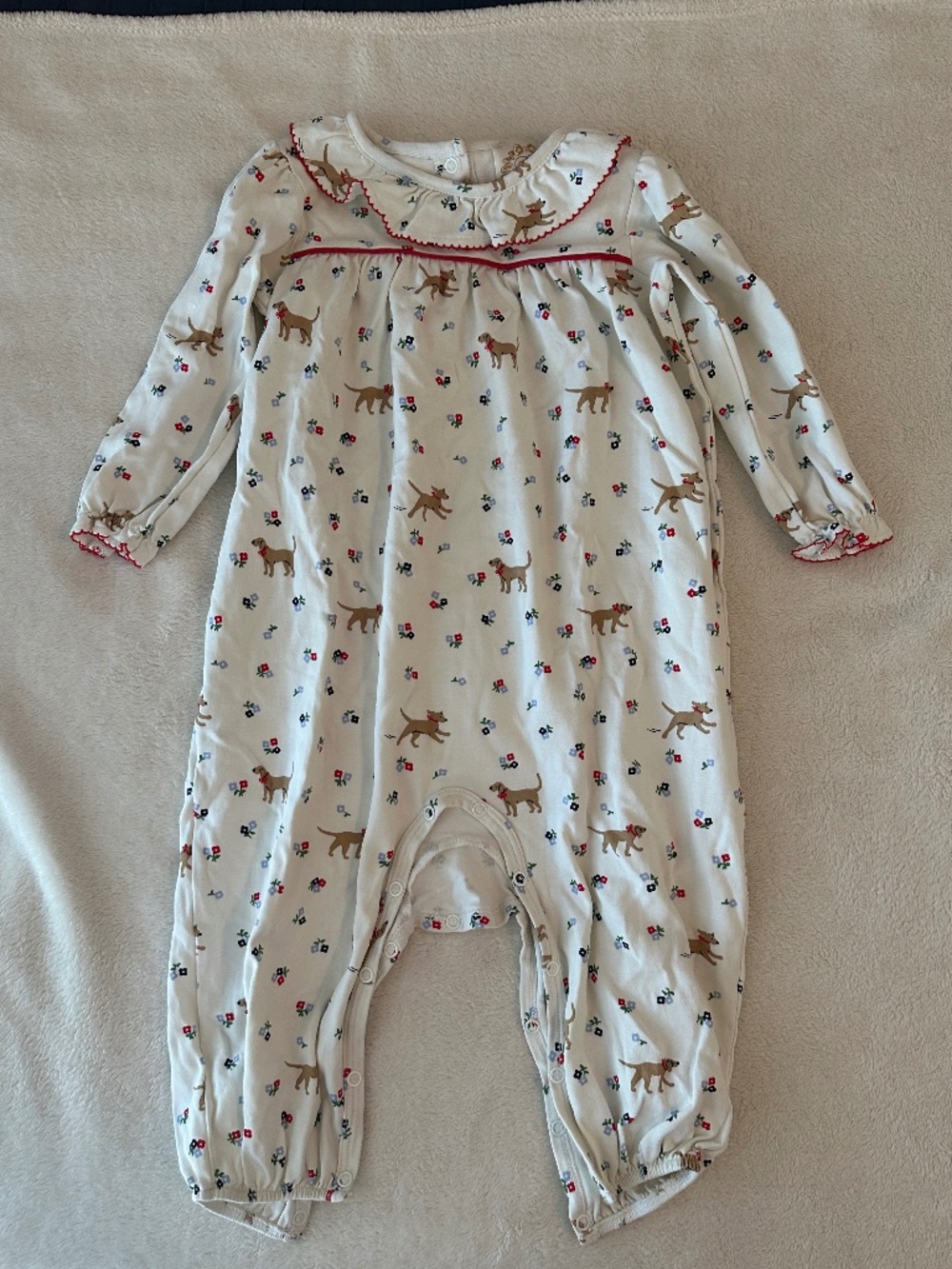 Beaufort Bonnet Dog Ruffle Romper 2T